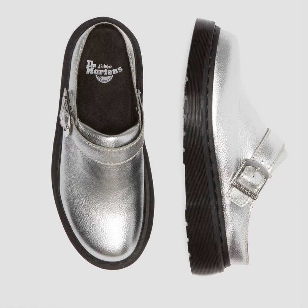 Dr. Martens Laketen Slingback Mule Metallic Silver Tumble Size US M10 W11 NWOB - Picture 9 of 9